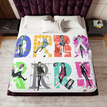 Load image into Gallery viewer, Durarara!! Izaya Orihara, Shizuo Heiwajima, Celty Sturluson, Masaomi Kida, Anri Sonohara Sherpa Blanket