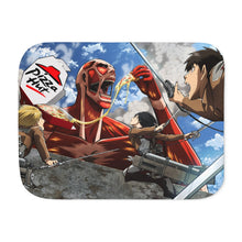 Load image into Gallery viewer, Colossal Titan eating pizza Sherpa Blanket