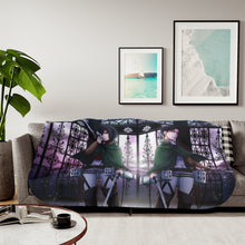 Load image into Gallery viewer, Mikasa and Levi Ackerman Sherpa Blanket