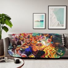 Load image into Gallery viewer, One Piece Monkey D. Luffy, Roronoa Zoro, Sanji, Nico Robin, Tony Tony Chopper Sherpa Blanket