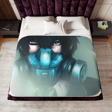 Load image into Gallery viewer, Shinya Kogami wearing Gas Mask Sherpa Blanket