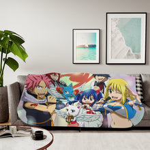 Load image into Gallery viewer, Fairy Tail Natsu Dragneel, Erza Scarlet, Gray Fullbuster, Lucy Heartfilia, Happy Sherpa Blanket