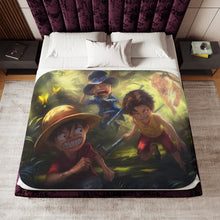 Load image into Gallery viewer, Luffy, Ace and Sabo Sherpa Blanket
