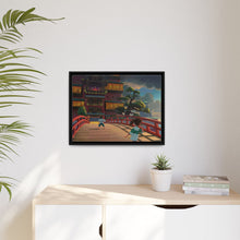 Load image into Gallery viewer, Haku and Chihiro on the bridge leading to the bathhouse Canvas Framed Art Print