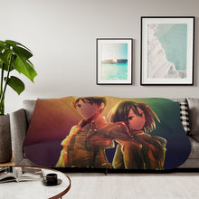 Load image into Gallery viewer, Eren Yeager and Mikasa Ackerman Sherpa Blanket