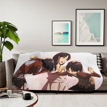 Load image into Gallery viewer, Eren Jäger,Mikasa Ackerman and Carla Yeager Sherpa Blanket