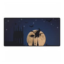 Load image into Gallery viewer, Witch on her Broomstick Flying over the City with a Full Moon Mouse Pad (Desk Mat)
