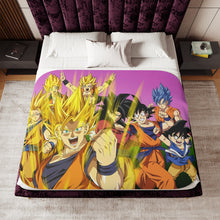 Load image into Gallery viewer, The many forms of Goku throughout the years Sherpa Blanket