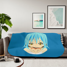 Load image into Gallery viewer, Rimuru Tempest Face ( Blue Background ) Sherpa Blanket