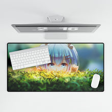 Load image into Gallery viewer, Hatsune Miku peeking over a hedge wall Mouse Pad (Desk Mat)