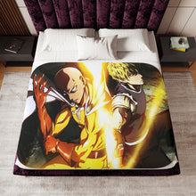 Load image into Gallery viewer, Genos and Saitama Sherpa Blanket