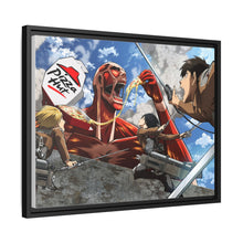 Load image into Gallery viewer, Colossal Titan eating pizza Canvas Framed Art Print