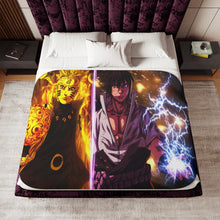 Load image into Gallery viewer, Naruto and Sasuke Sherpa Blanket