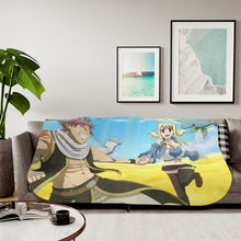 Load image into Gallery viewer, Fairy Tail Natsu Dragneel, Lucy Heartfilia, Happy Sherpa Blanket