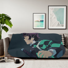Load image into Gallery viewer, Tanjirou Kamado from Demon Slayer : Kimetsu no Yaibafor Dekstop without logo Sherpa Blanket