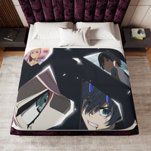Load image into Gallery viewer, Hiro and Zero Two Moments In Broken Glass Sherpa Blanket