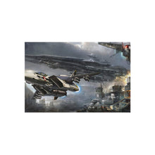 Load image into Gallery viewer, Roy flying Skull Leader with SDF1 in background Rug