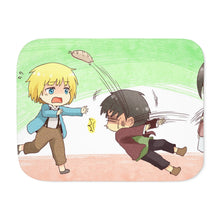 Load image into Gallery viewer, Attack on Titan - Armin Arlert, Eren Yaeger and Mikasa Ackerman Sherpa Blanket