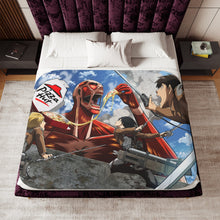Load image into Gallery viewer, Colossal Titan eating pizza Sherpa Blanket