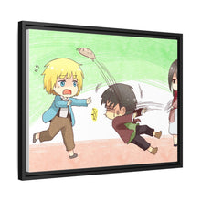 Load image into Gallery viewer, Attack on Titan - Armin Arlert, Eren Yaeger and Mikasa Ackerman Canvas Framed Art Print