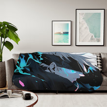 Load image into Gallery viewer, Satoru Gojo Acid Blue Eyes Sherpa Blanket