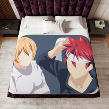 Load image into Gallery viewer, Yukihira Soma and Nakiri Erina from Food Wars : Shokugeki no Somafor Dekstop Sherpa Blanket