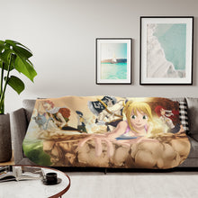 Load image into Gallery viewer, Fairy Tail Natsu Dragneel, Erza Scarlet, Gray Fullbuster, Lucy Heartfilia, Happy Sherpa Blanket