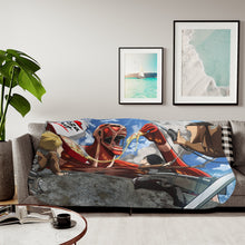 Load image into Gallery viewer, Colossal Titan eating pizza Sherpa Blanket