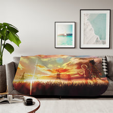 Load image into Gallery viewer, Gon and Killua walking at a beautiful sunset Sherpa Blanket
