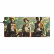 Load image into Gallery viewer, Eren Jaeger, Mikasa Ackerman, Armin Arlert RGB LED Mouse Pad (Desk Mat)