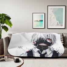 Load image into Gallery viewer, Ken Kaneki Mask Red Eyes White Hair and Short Hair Sherpa Blanket