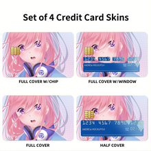 Load image into Gallery viewer, A girl with pink hair and headphones Credit Card Skins (4-in-1 Pack)