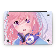 Load image into Gallery viewer, A girl with pink hair and headphones Macbook Skin