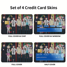 Load image into Gallery viewer, Blue Exorcist Rin Okumura, Yukio Okumura, Kuro, Shiemi Moriyama Credit Card Skins (4-in-1 Pack)