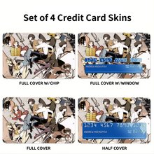 Load image into Gallery viewer, Bungou Stray Dogs Osamu Dazai, Atsushi Nakajima, Ranpo Edogawa, Akiko Yosano, Doppo Kunikida Credit Card Skins (4-in-1 Pack)