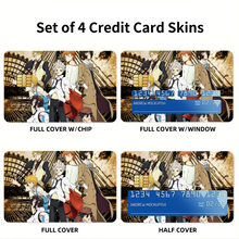 Load image into Gallery viewer, Bungou Stray Dogs Osamu Dazai, Atsushi Nakajima, Ranpo Edogawa, Akiko Yosano, Doppo Kunikida Credit Card Skins (4-in-1 Pack)