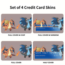 Load image into Gallery viewer, Charizard and Mega Charizard Credit Card Skins (4-in-1 Pack)