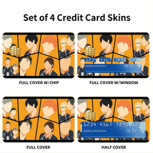 Load image into Gallery viewer, Daichi Sawamura Kei Tsukishima Shōyō Hinata Tadashi Yamaguchi and Yū Nishinoya Credit Card Skins (4-in-1 Pack)