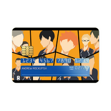 Load image into Gallery viewer, Daichi Sawamura Kei Tsukishima Shōyō Hinata Tadashi Yamaguchi and Yū Nishinoya Credit Card Skins (4-in-1 Pack)