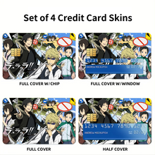 Load image into Gallery viewer, Durarara!! Izaya Orihara, Shizuo Heiwajima, Anri Sonohara Credit Card Skins (4-in-1 Pack)