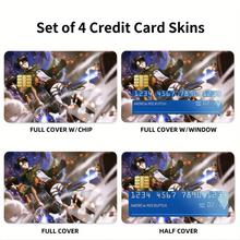 Load image into Gallery viewer, Eren Yeager and Levi Ackerman Credit Card Skins (4-in-1 Pack)