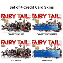 Load image into Gallery viewer, Fairy Tail Natsu Dragneel, Erza Scarlet, Gray Fullbuster, Lucy Heartfilia, Happy Credit Card Skins (4-in-1 Pack)