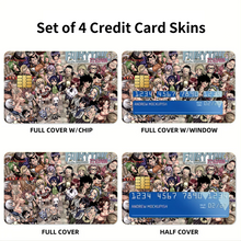 Load image into Gallery viewer, Fairy Tail Natsu Dragneel, Erza Scarlet, Lucy Heartfilia, Happy, Wendy Marvell Credit Card Skins (4-in-1 Pack)
