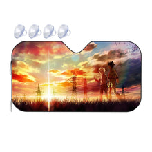 Load image into Gallery viewer, Gon and Killua walking at a beautiful sunset Car Sunshade