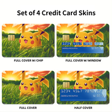 Load image into Gallery viewer, Happy Pikachu in a field of grass Credit Card Skins (4-in-1 Pack)