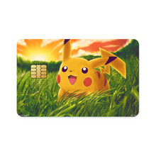 Load image into Gallery viewer, Happy Pikachu in a field of grass Credit Card Skins (4-in-1 Pack)