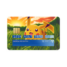Load image into Gallery viewer, Happy Pikachu in a field of grass Credit Card Skins (4-in-1 Pack)