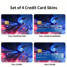 Load image into Gallery viewer, Howl, Sophie, and Turniphead flying through the sky Credit Card Skins (4-in-1 Pack)