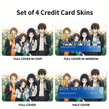 Load image into Gallery viewer, Hyouka Eru Chitanda, Satoshi Fukube, Mayaka Ibara Credit Card Skins (4-in-1 Pack)