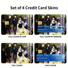 Load image into Gallery viewer, Hyouka Eru Chitanda, Satoshi Fukube, Mayaka Ibara Credit Card Skins (4-in-1 Pack)